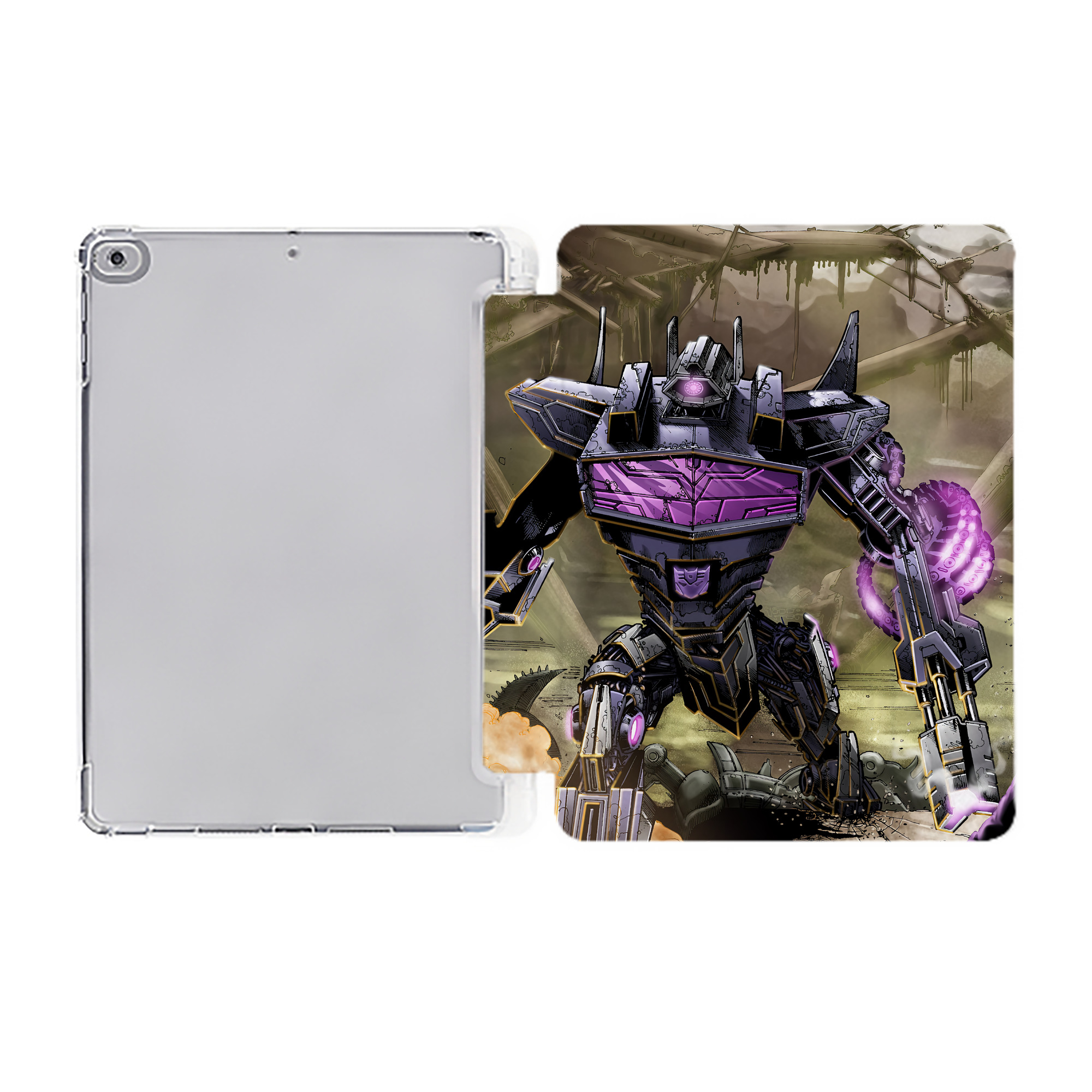 （画像用） Transformers トランスフォーマー IPad ケース ペン収納付き 三つ折りスタンド PUレザー×シリコン 対応機種9.5/10.5/10.9インチ